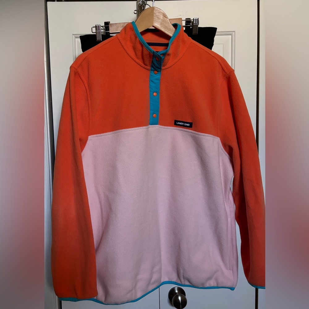 Lands' End Orange and Pink fleece